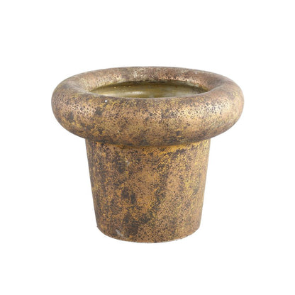 livinglovely.nl - Relandi Ronde Bloempot XL - H28 x Ø35 cm - Cement - Goud PTMD - Pot - PTMD - livinglovely.nl