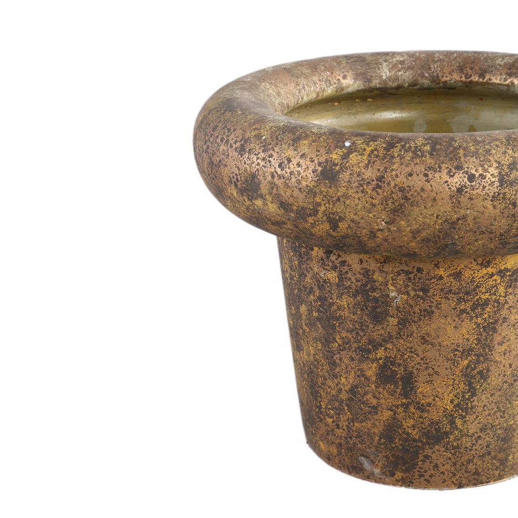 livinglovely.nl - Relandi Ronde Bloempot XL - H28 x Ø35 cm - Cement - Goud PTMD - Pot - PTMD - livinglovely.nl