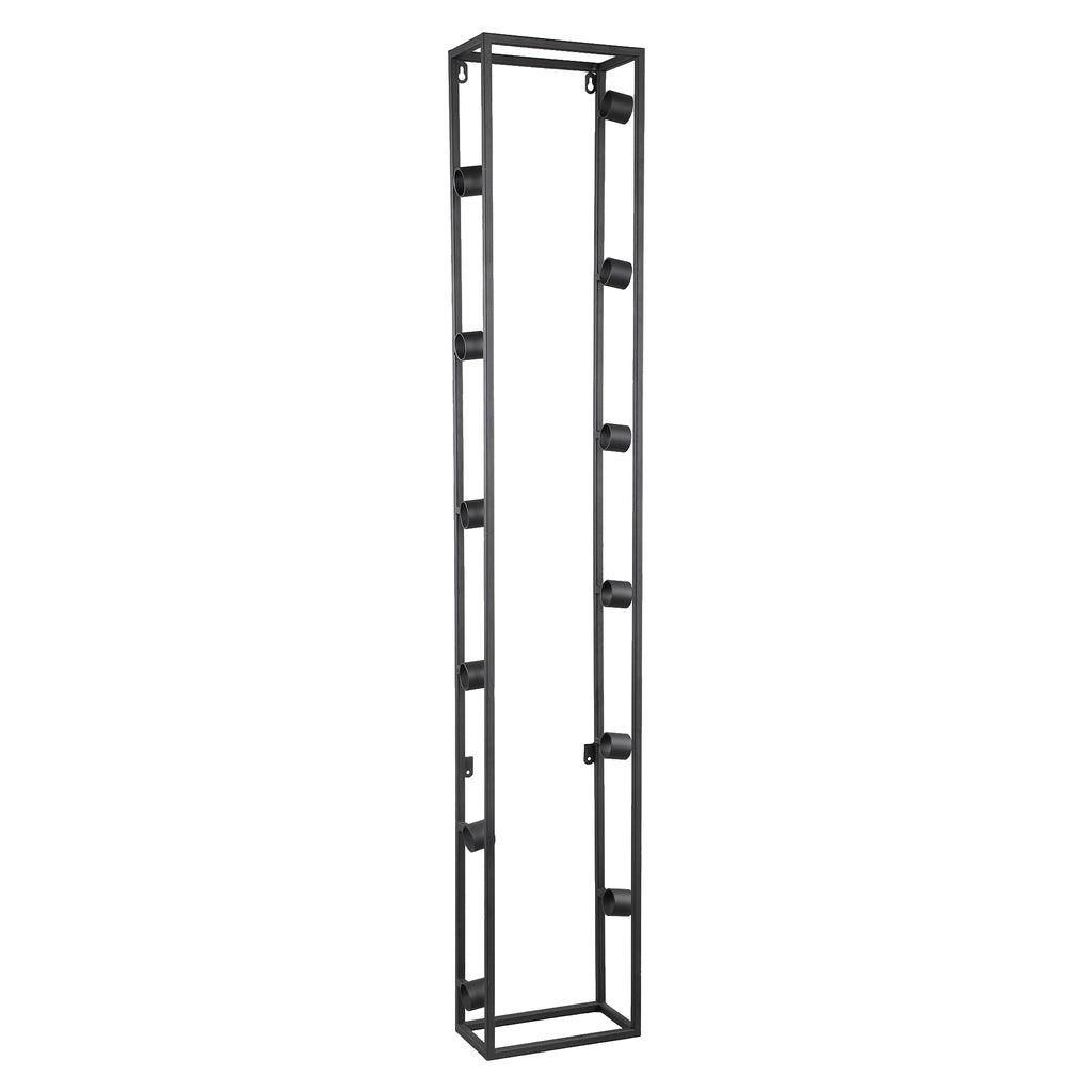 livinglovely.nl - Rensa Black iron wall wine rack rectangle L PTMD - Wijnrek - PTMD - livinglovely.nl