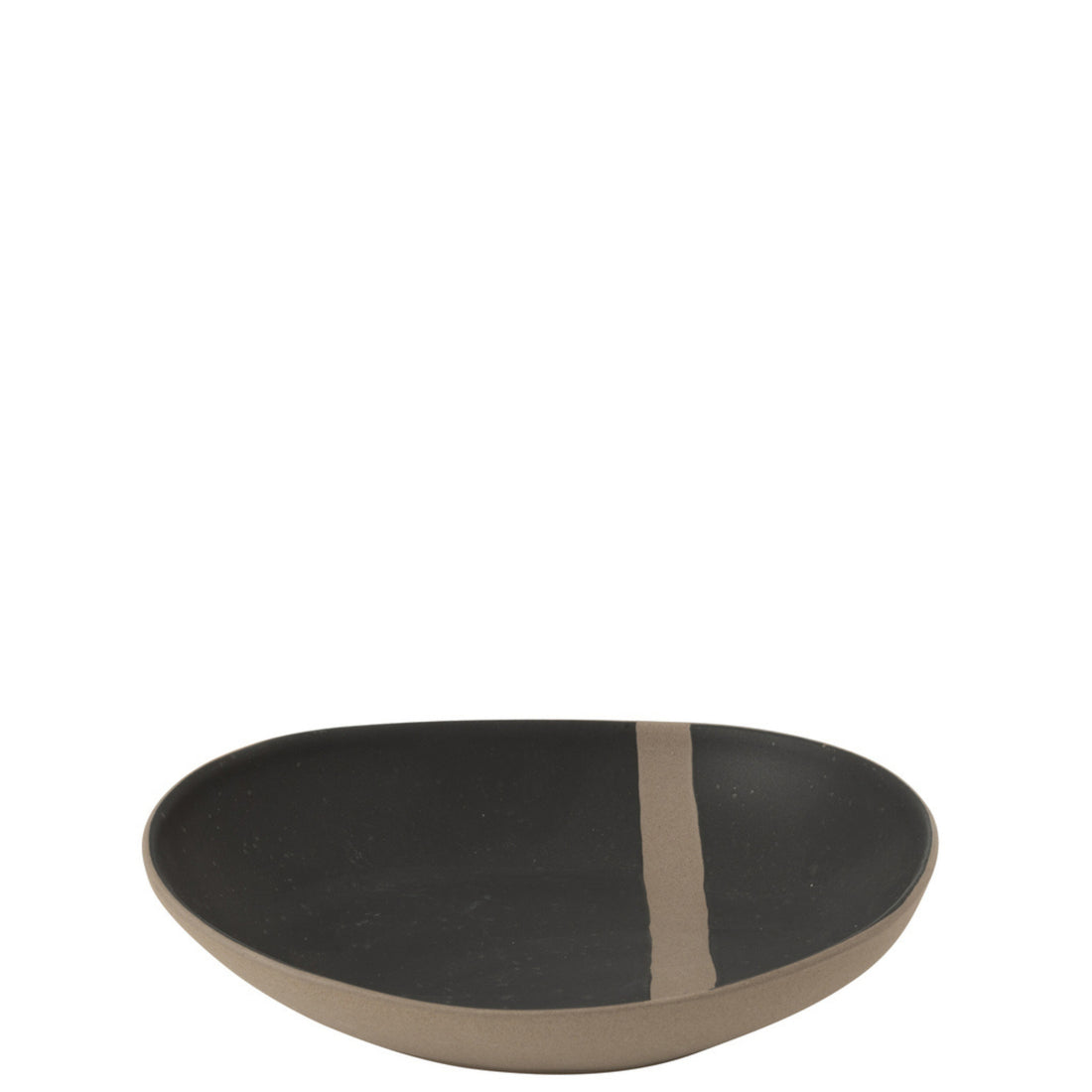 livinglovely.nl - Saladebord Keramiek Zwart/Taupe J-Line - Bord - J-Line - livinglovely.nl