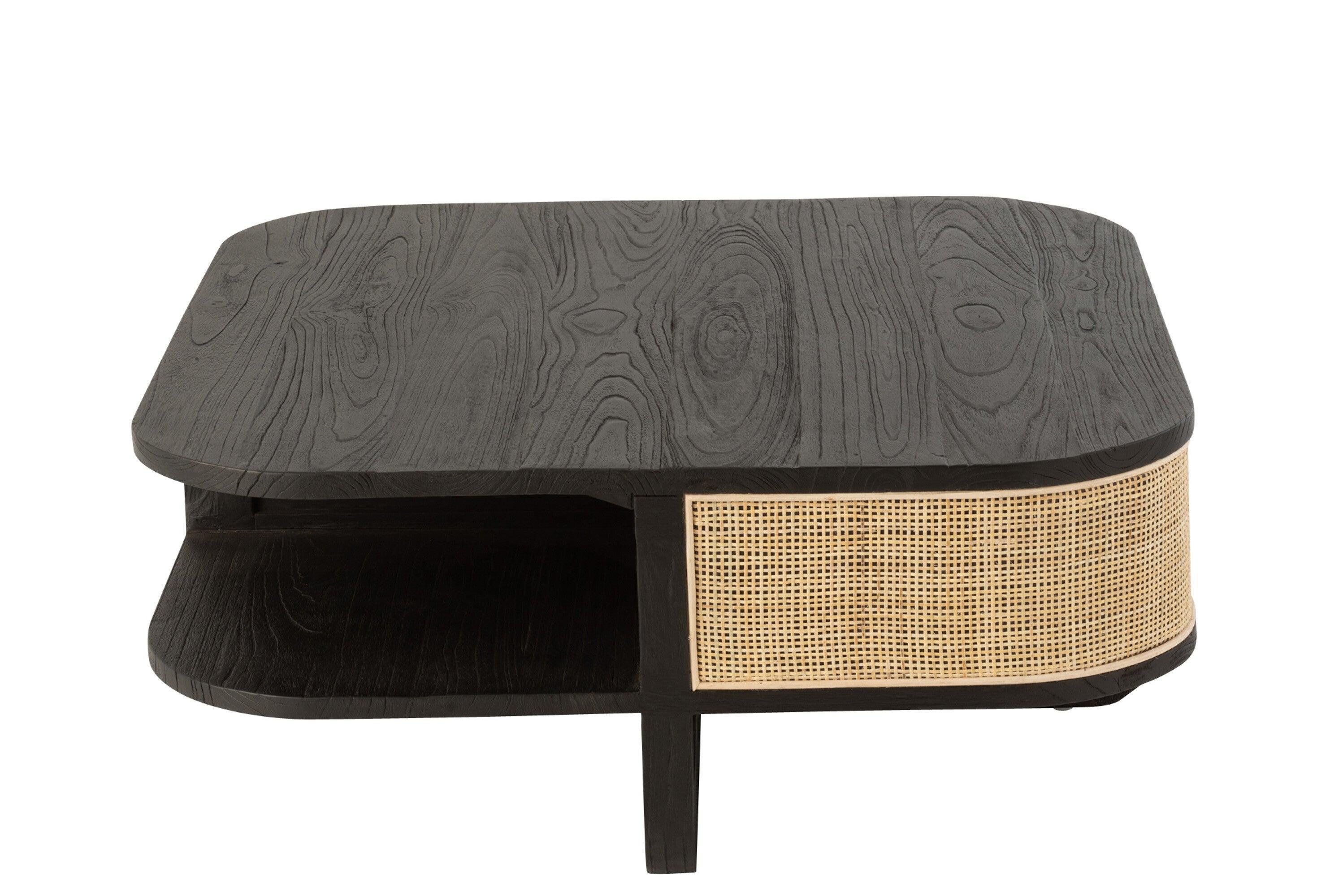 livinglovely.nl - Salontafel Molly Exotiek Hout/Rotan Zwart - Salontafel - J-Line - livinglovely.nl