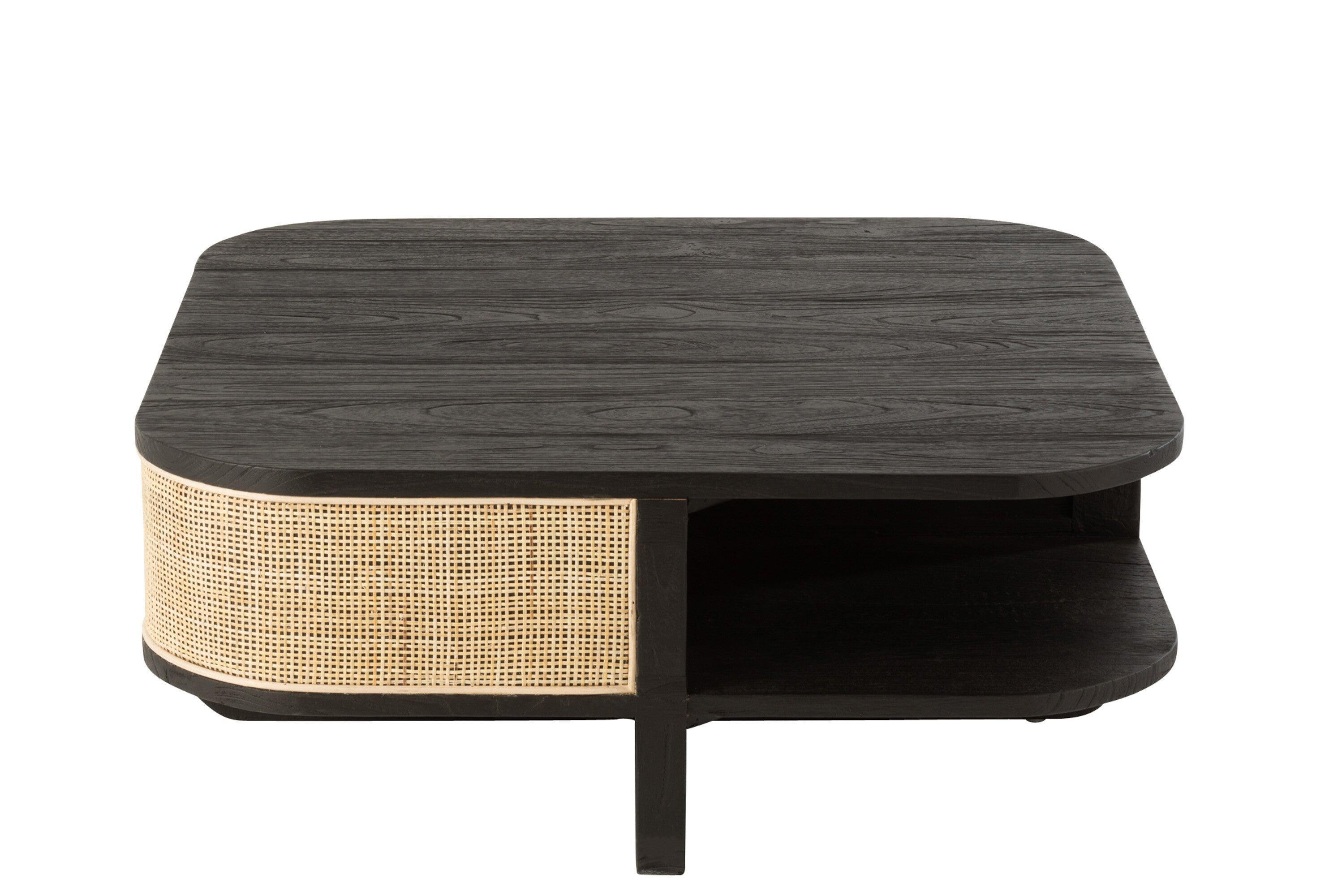 livinglovely.nl - Salontafel Molly Exotiek Hout/Rotan Zwart - Salontafel - J-Line - livinglovely.nl