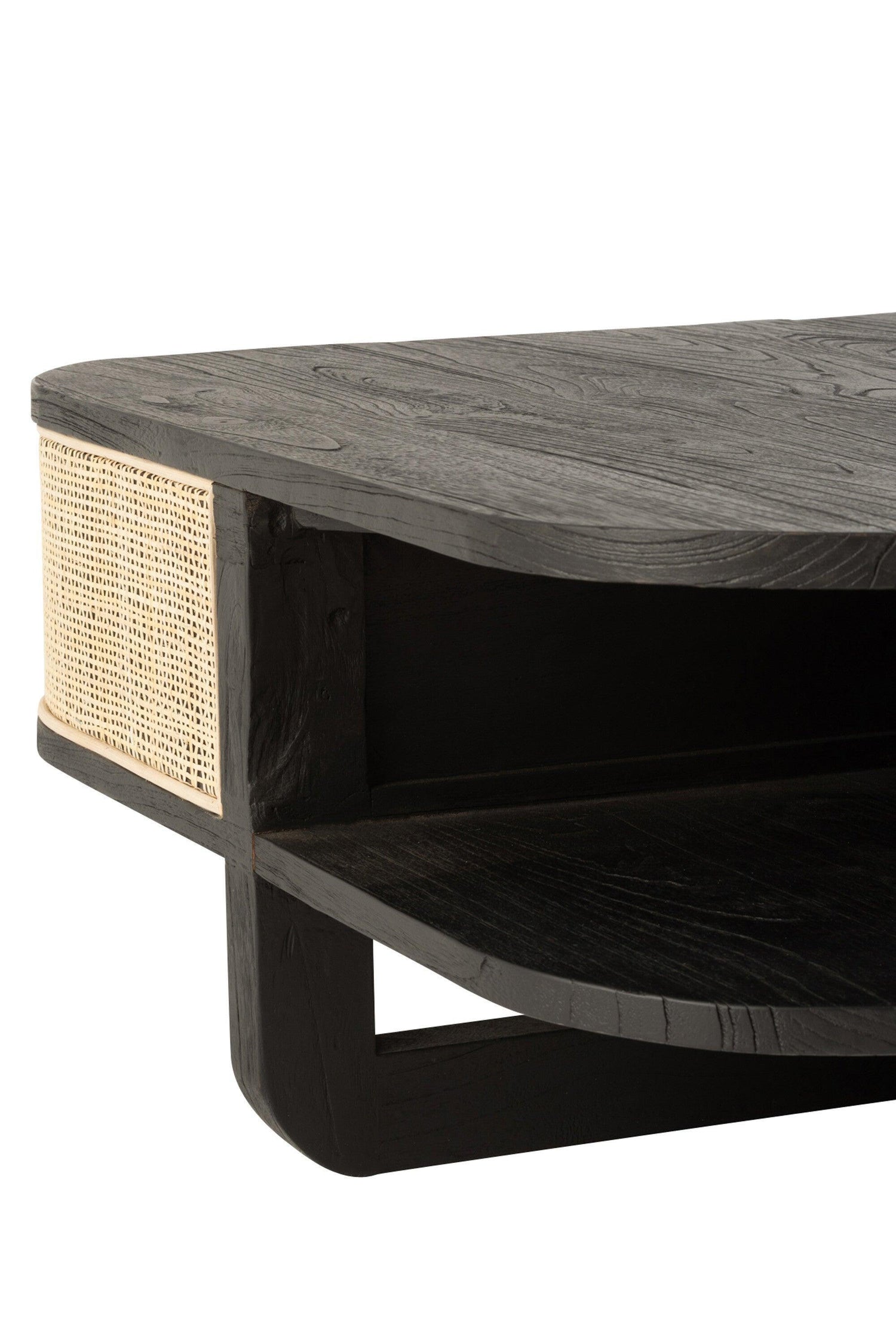 livinglovely.nl - Salontafel Molly Exotiek Hout/Rotan Zwart - Salontafel - J-Line - livinglovely.nl