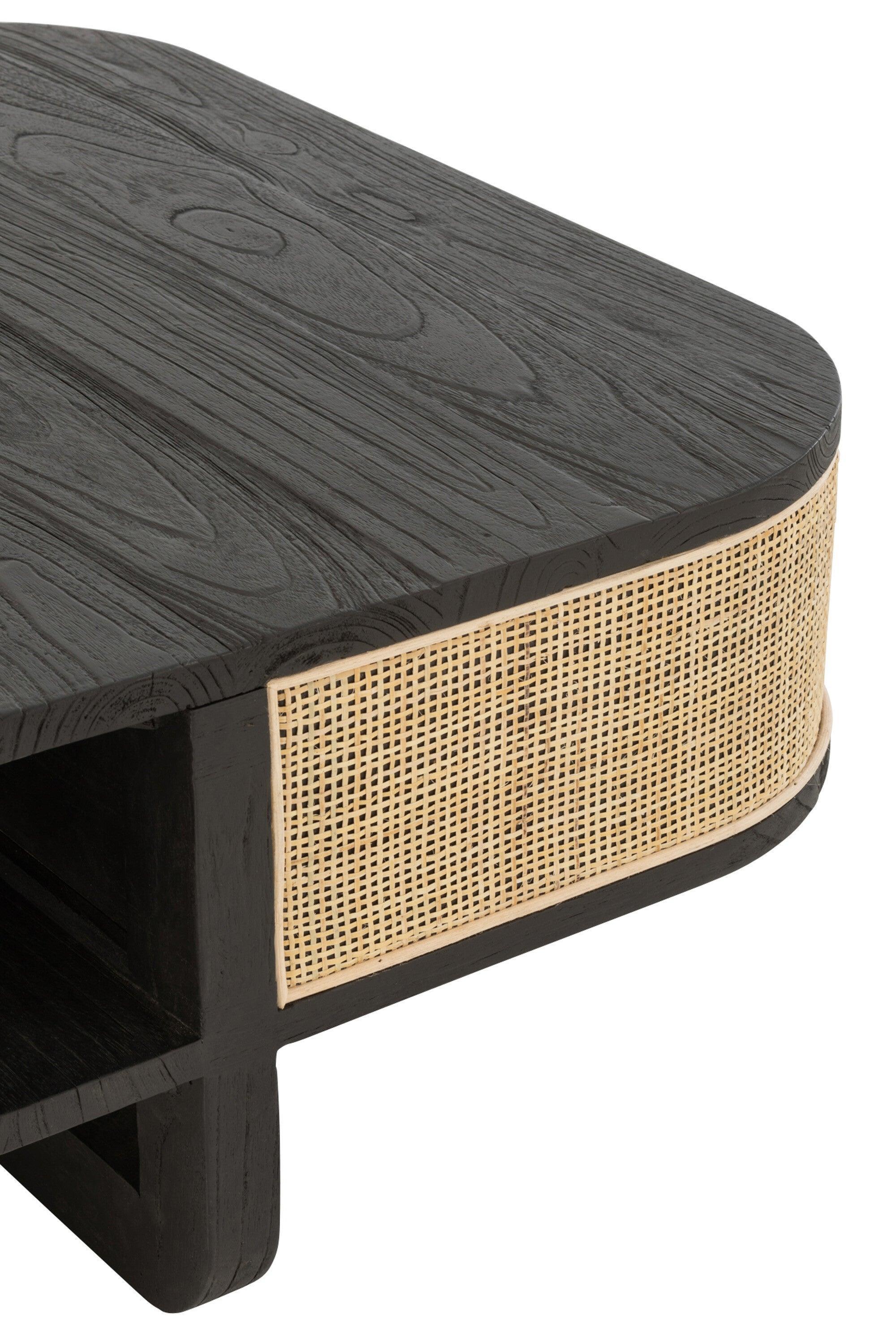 livinglovely.nl - Salontafel Molly Exotiek Hout/Rotan Zwart - Salontafel - J-Line - livinglovely.nl