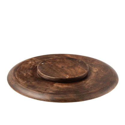 livinglovely.nl - Schaal Rond Draai Mango Hout Bruin - Plateau - J-Line - livinglovely.nl