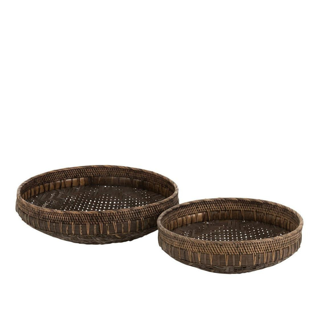 livinglovely.nl - Schalen Rond Rotan Zwart Set van 2 - Schaal - J-Line - livinglovely.nl