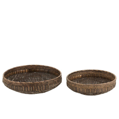 livinglovely.nl - Schalen Rond Rotan Zwart Set van 2 - Schaal - J-Line - livinglovely.nl