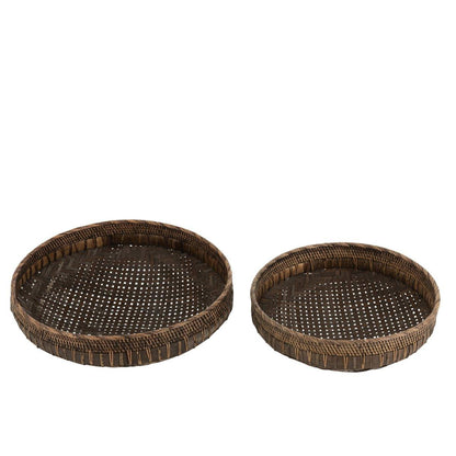 livinglovely.nl - Schalen Rond Rotan Zwart Set van 2 - Schaal - J-Line - livinglovely.nl