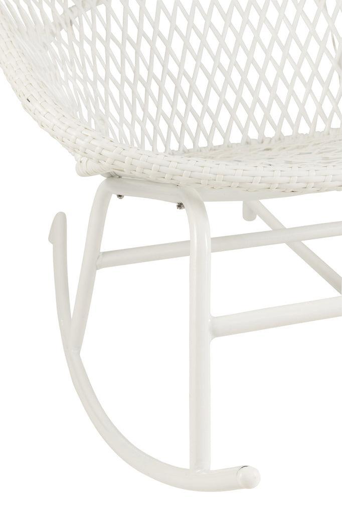 livinglovely.nl - Schommelstoel + Kussens Zayo Draai Metaal/Riet Wit - Fauteuil - J-Line - livinglovely.nl