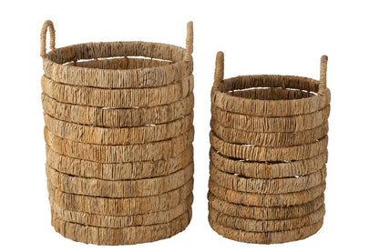 livinglovely.nl - Set Van 2 Manden Cilinders Waterhyacint Natuur Set van 2 - Mand - J-Line - livinglovely.nl