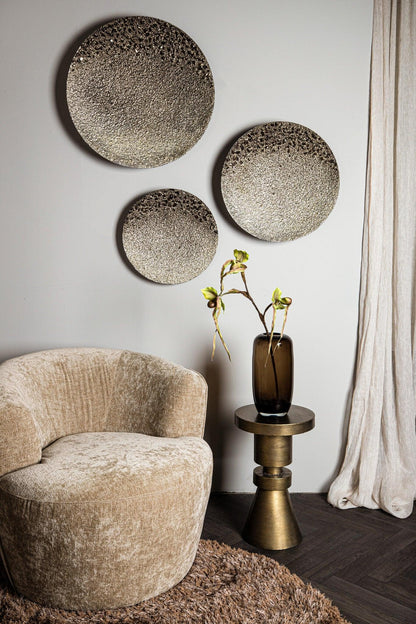 livinglovely.nl - Sian Brass shimmer iron wall panel ombre round M PTMD - Wandpaneel - PTMD - livinglovely.nl