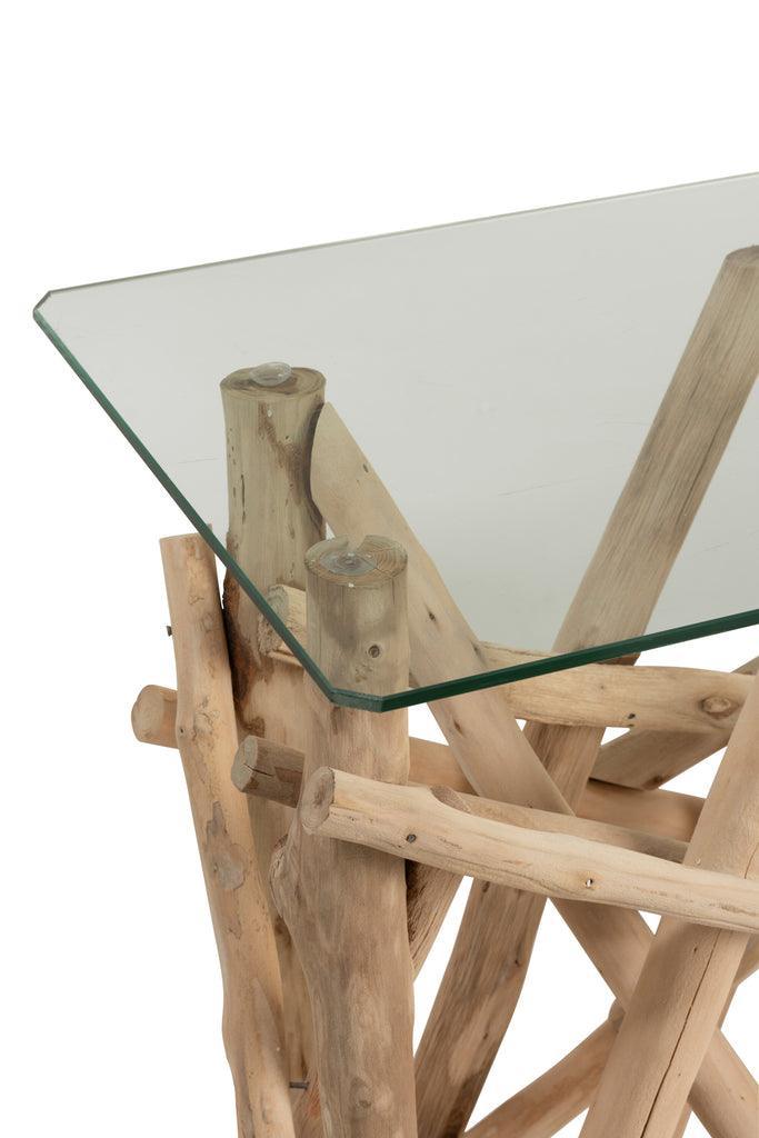 livinglovely.nl - Sidetable Rechthoek Takken Hout/Glas Naturel - Sidetable - J-Line - livinglovely.nl