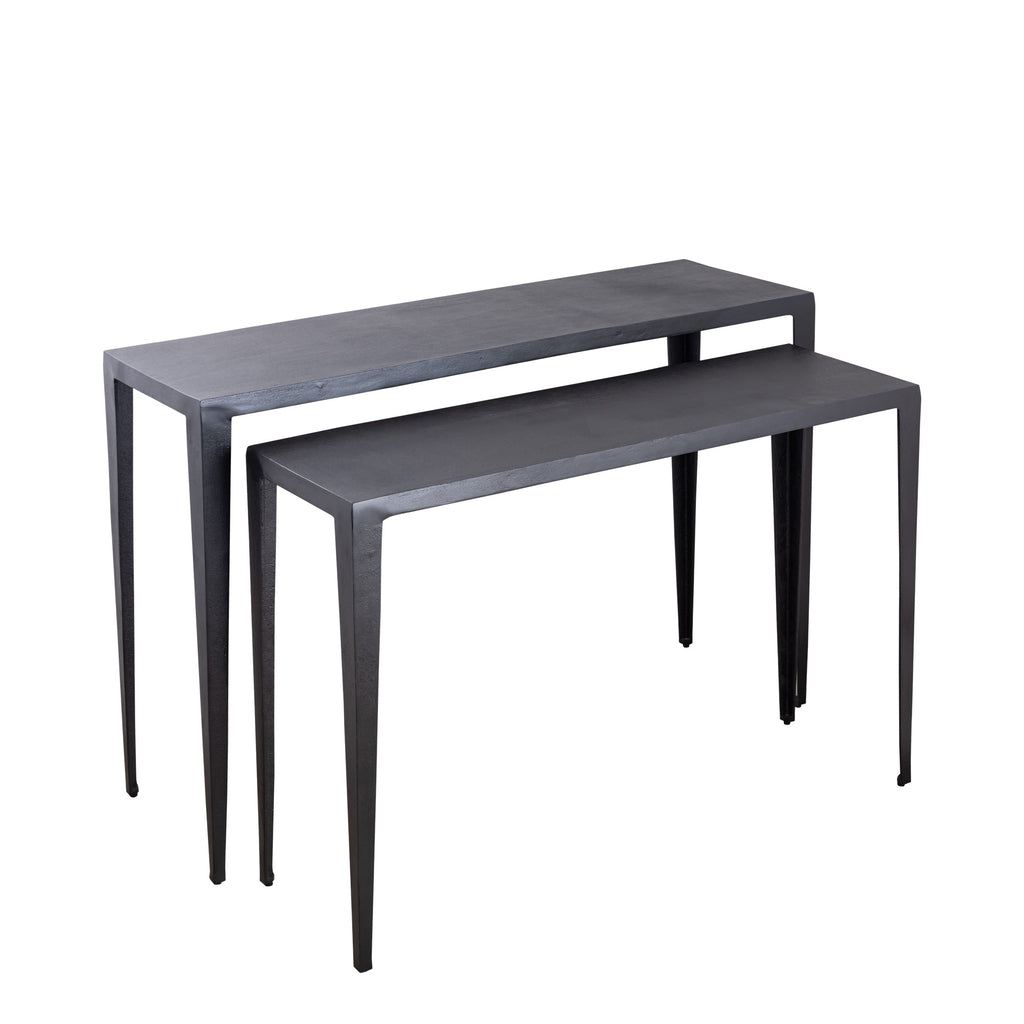 livinglovely.nl - Sidetable Rivva - Aluminium - Zwart - Set van 2 PTMD - Sidetable - PTMD - livinglovely.nl