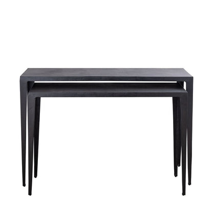 livinglovely.nl - Sidetable Rivva - Aluminium - Zwart - Set van 2 PTMD - Sidetable - PTMD - livinglovely.nl