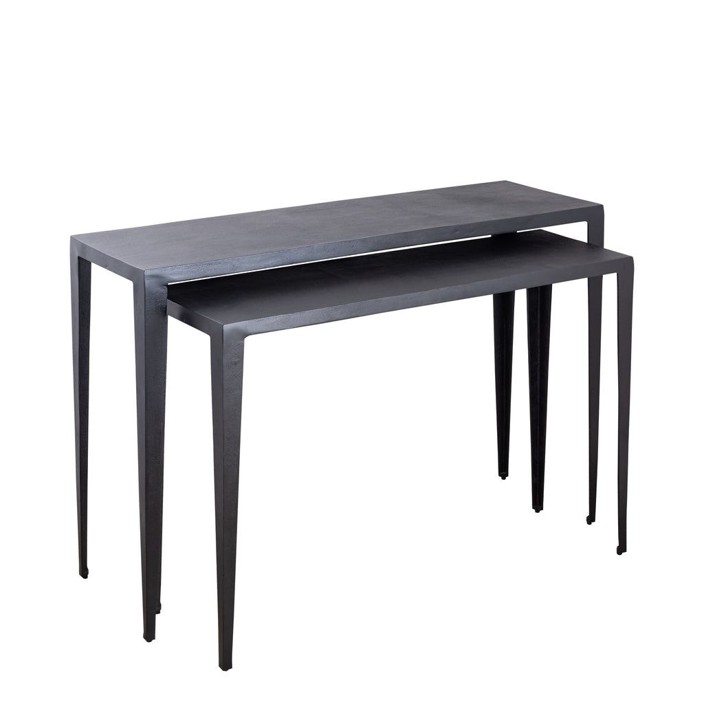 livinglovely.nl - Sidetable Rivva - Aluminium - Zwart - Set van 2 PTMD - Sidetable - PTMD - livinglovely.nl