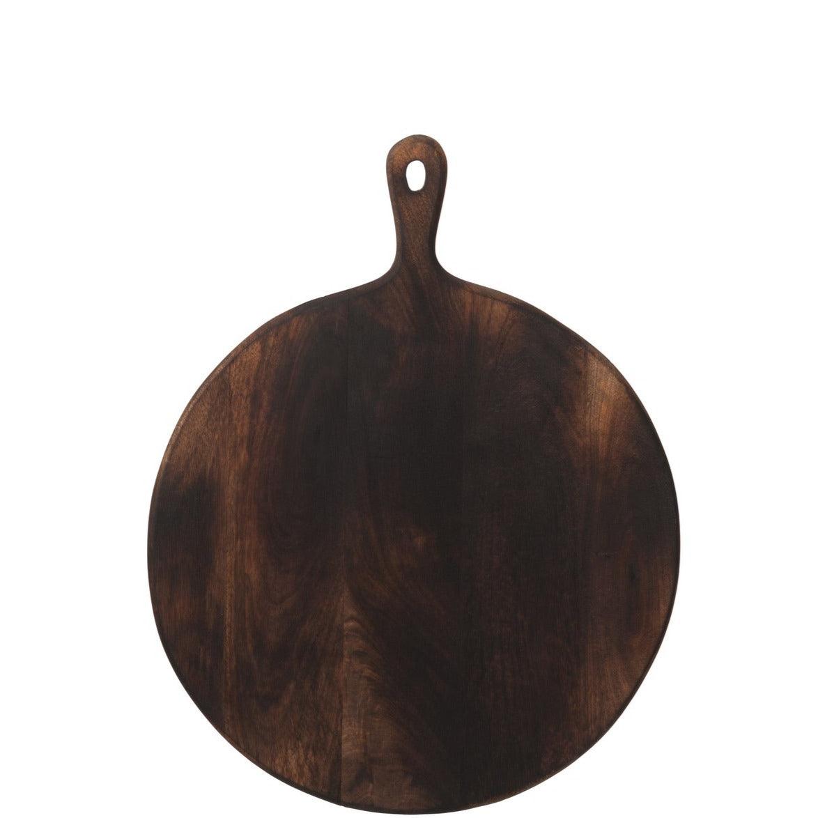 livinglovely.nl - Snijplank Rond Hout Donker Bruin Large - Snijplank - J-Line - livinglovely.nl