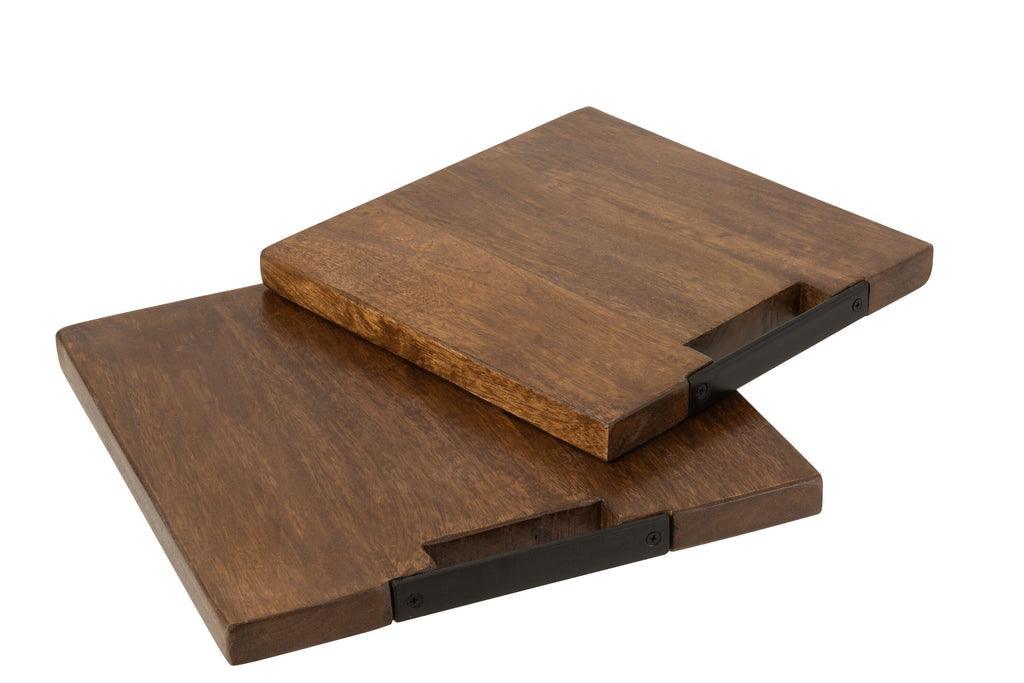 livinglovely.nl - Snijplank Vierkant Mango Hout Bruin Large - Snijplank - J-Line - livinglovely.nl