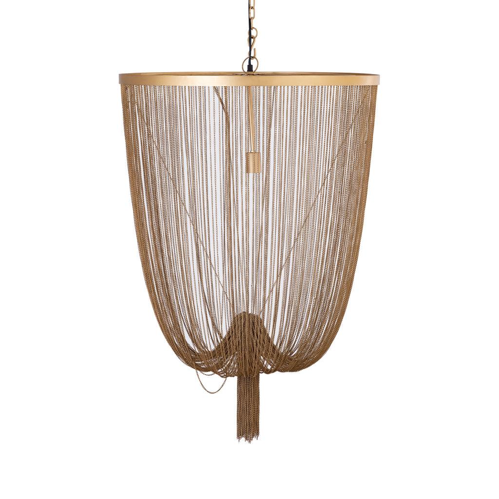 livinglovely.nl - Solan Gold iron chains round hanging lamp L PTMD - Hanglamp - PTMD - livinglovely.nl