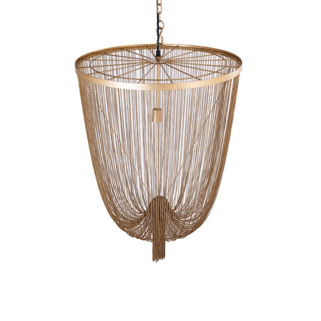 livinglovely.nl - Solan Gold iron chains round hanging lamp L PTMD - Hanglamp - PTMD - livinglovely.nl