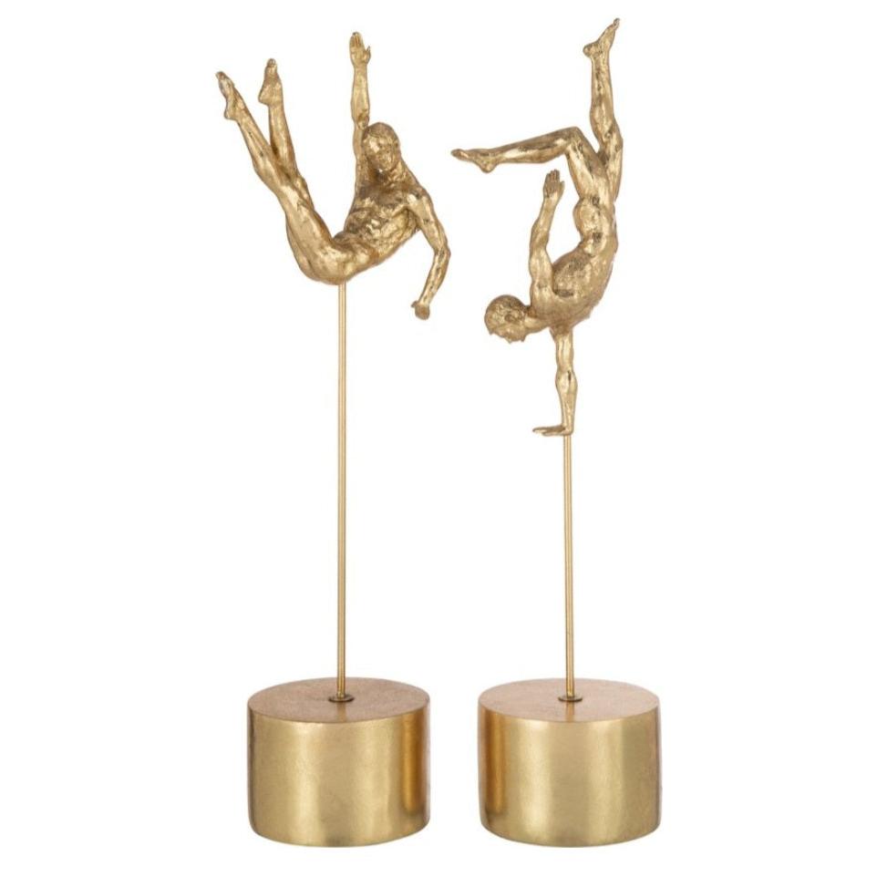 livinglovely.nl - Sportmannen Op Voet Poly Goud Set Van 2 - Beeld - J-Line - livinglovely.nl