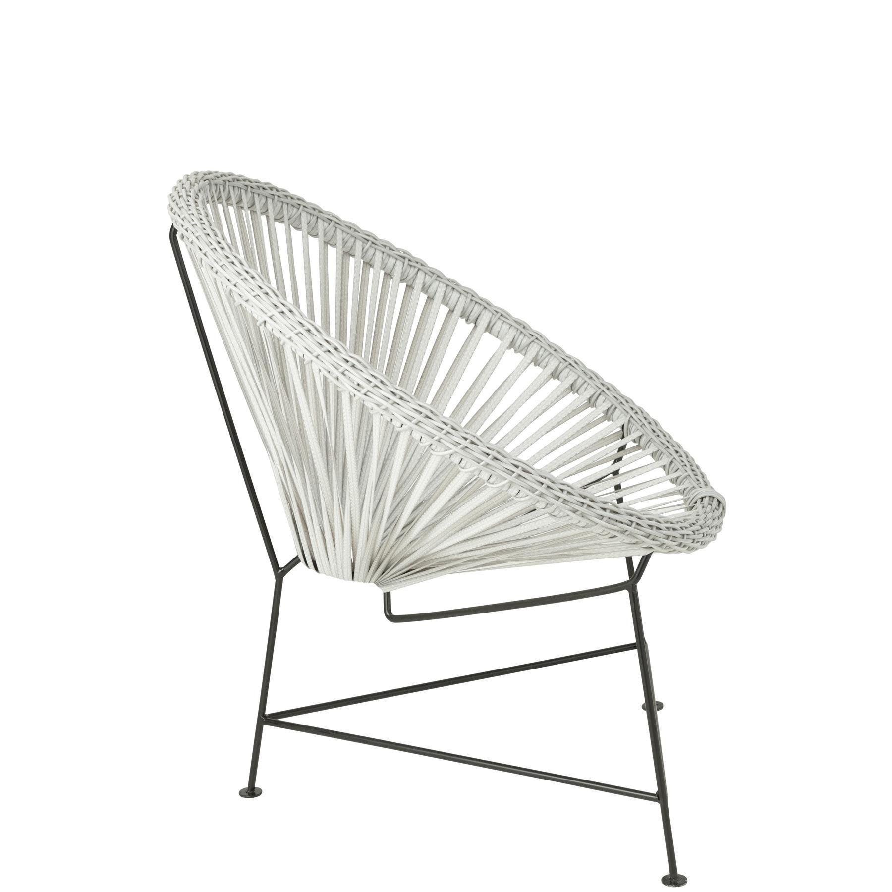 livinglovely.nl - Stoel Acapulco Metaal/Rotan Wit - Outdoor stoel - J-Line - livinglovely.nl