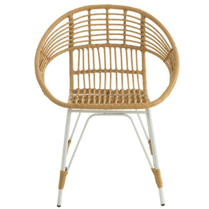 livinglovely.nl - Stoel Jeanne Buiten Metaal/Rattan Naturel/Wit - Outdoor stoel - J-Line - livinglovely.nl