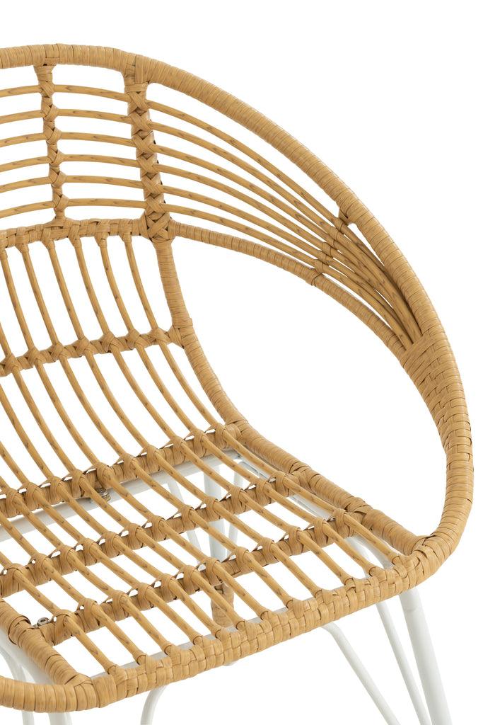 livinglovely.nl - Stoel Jeanne Buiten Metaal/Rattan Naturel/Wit - Outdoor stoel - J-Line - livinglovely.nl