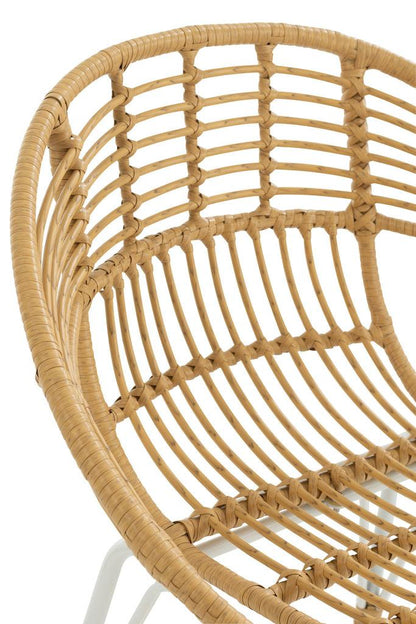 livinglovely.nl - Stoel Jeanne Buiten Metaal/Rattan Naturel/Wit - Outdoor stoel - J-Line - livinglovely.nl