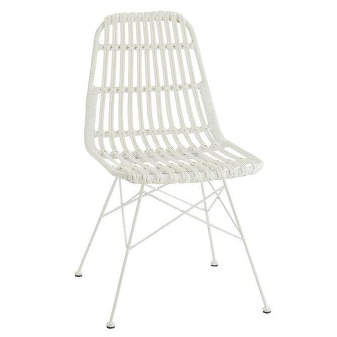 livinglovely.nl - Stoel Rachel Buiten Metaal/Rattan Wit - Outdoor stoel - J-Line - livinglovely.nl