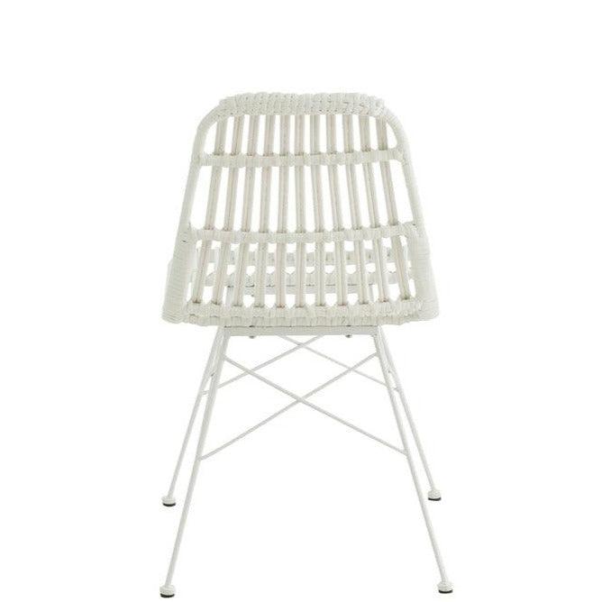 livinglovely.nl - Stoel Rachel Buiten Metaal/Rattan Wit - Outdoor stoel - J-Line - livinglovely.nl