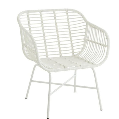 livinglovely.nl - Stoel Rachelle Buiten Metaal/Rattan Wit - Outdoor stoel - J-Line - livinglovely.nl