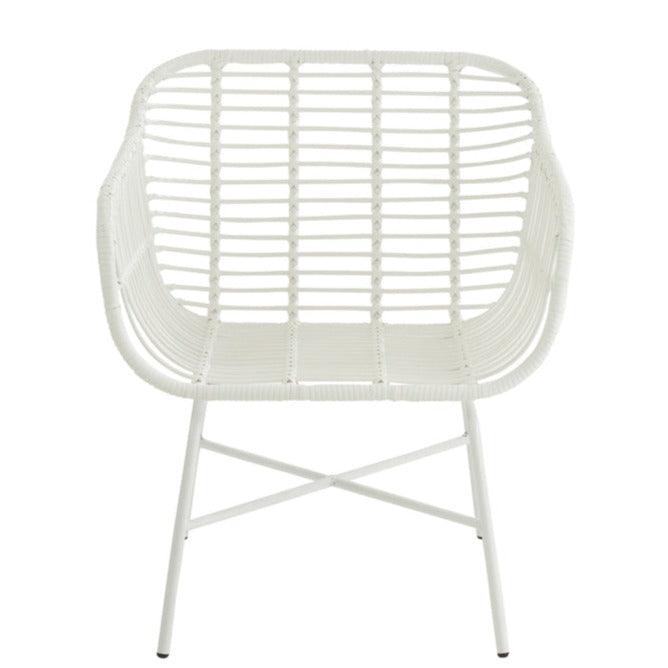 livinglovely.nl - Stoel Rachelle Buiten Metaal/Rattan Wit - Outdoor stoel - J-Line - livinglovely.nl