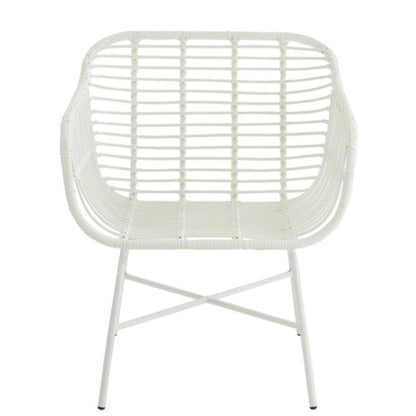 livinglovely.nl - Stoel Rachelle Buiten Metaal/Rattan Wit - Outdoor stoel - J-Line - livinglovely.nl