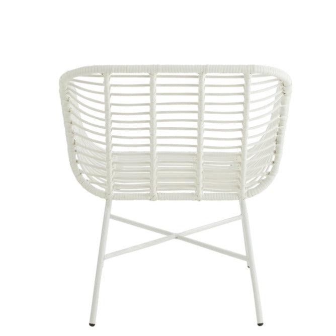 livinglovely.nl - Stoel Rachelle Buiten Metaal/Rattan Wit - Outdoor stoel - J-Line - livinglovely.nl