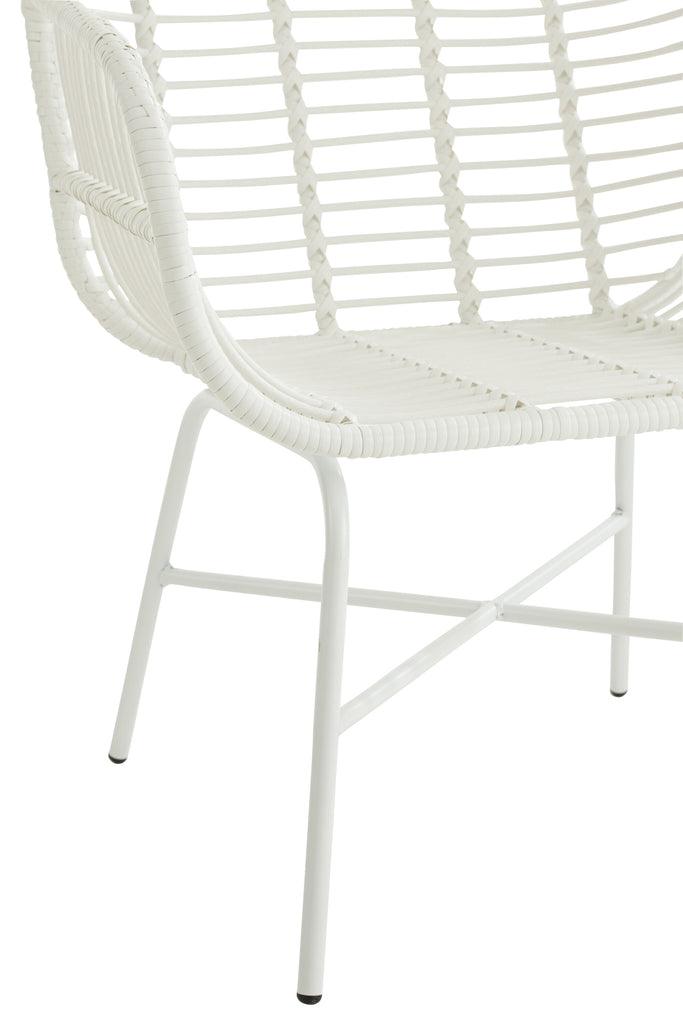 livinglovely.nl - Stoel Rachelle Buiten Metaal/Rattan Wit - Outdoor stoel - J-Line - livinglovely.nl