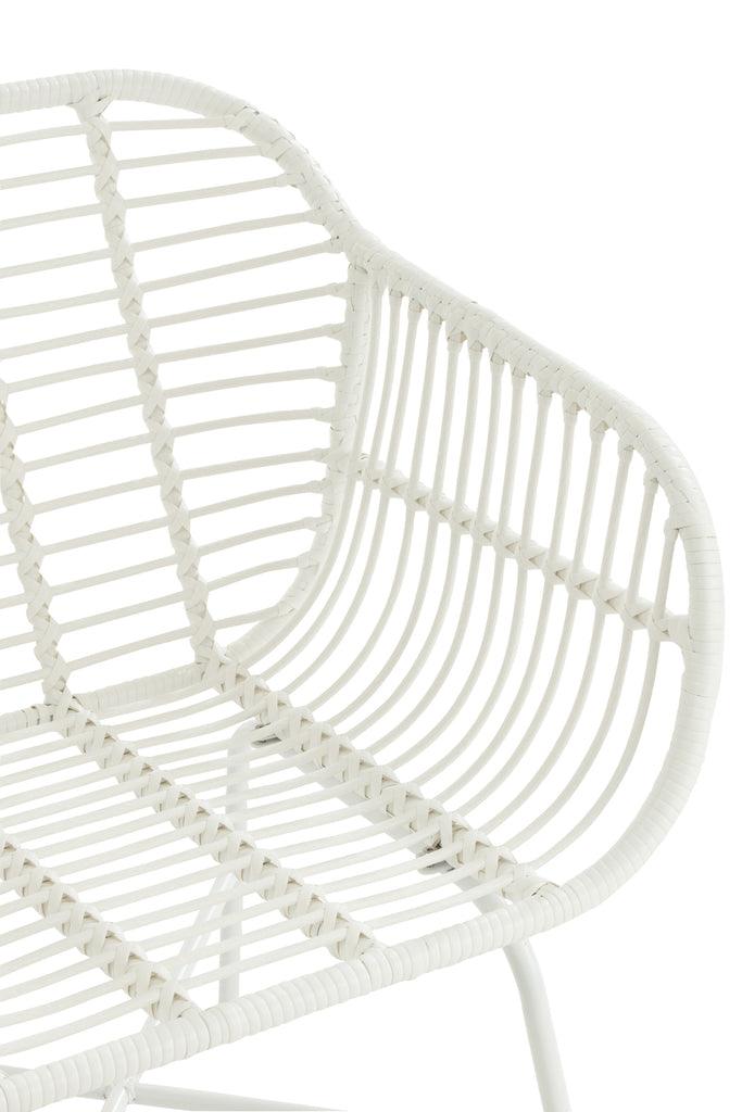 livinglovely.nl - Stoel Rachelle Buiten Metaal/Rattan Wit - Outdoor stoel - J-Line - livinglovely.nl