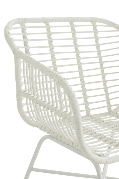 livinglovely.nl - Stoel Rachelle Buiten Metaal/Rattan Wit - Outdoor stoel - J-Line - livinglovely.nl