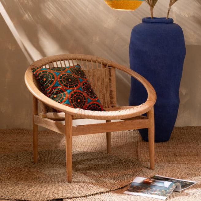 livinglovely.nl - Stoel Rond Teak Hout Naturel - Fauteuil - J-Line - livinglovely.nl