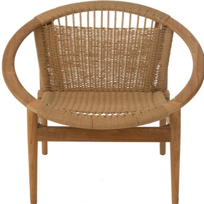 livinglovely.nl - Stoel Rond Teak Hout Naturel - Fauteuil - J-Line - livinglovely.nl