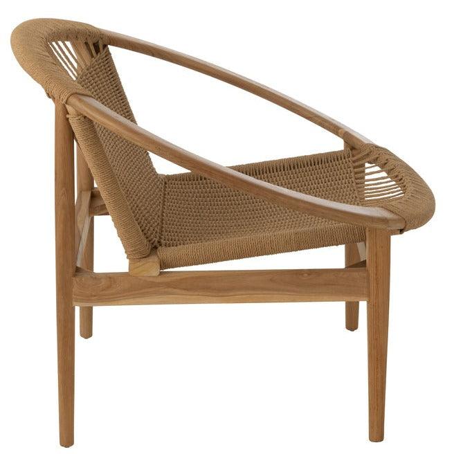 livinglovely.nl - Stoel Rond Teak Hout Naturel - Fauteuil - J-Line - livinglovely.nl