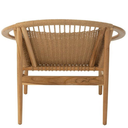 livinglovely.nl - Stoel Rond Teak Hout Naturel - Fauteuil - J-Line - livinglovely.nl