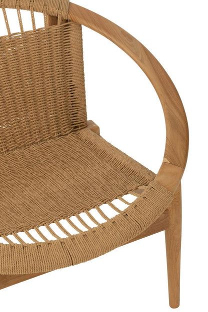 livinglovely.nl - Stoel Rond Teak Hout Naturel - Fauteuil - J-Line - livinglovely.nl