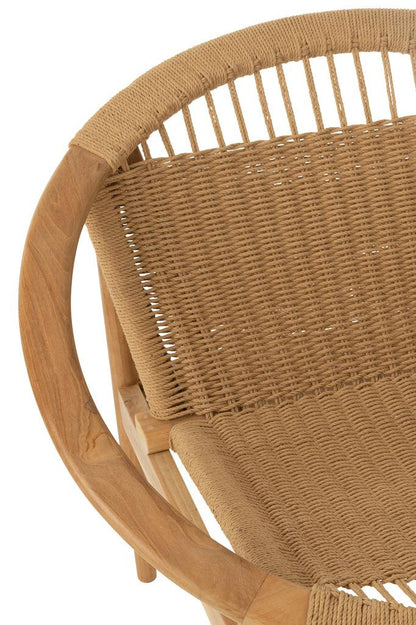 livinglovely.nl - Stoel Rond Teak Hout Naturel - Fauteuil - J-Line - livinglovely.nl