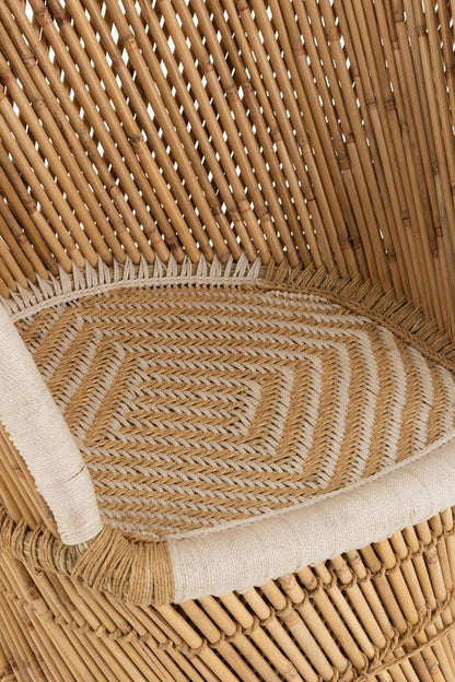 livinglovely.nl - Stoel Rugsteun Bamboe Natural/Wit Volwassene - Fauteuil - J-Line - livinglovely.nl