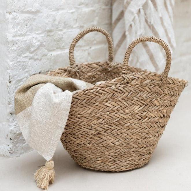 livinglovely.nl - Strandtas Kort Handvatten Jute Naturel - Tas - J-Line - livinglovely.nl