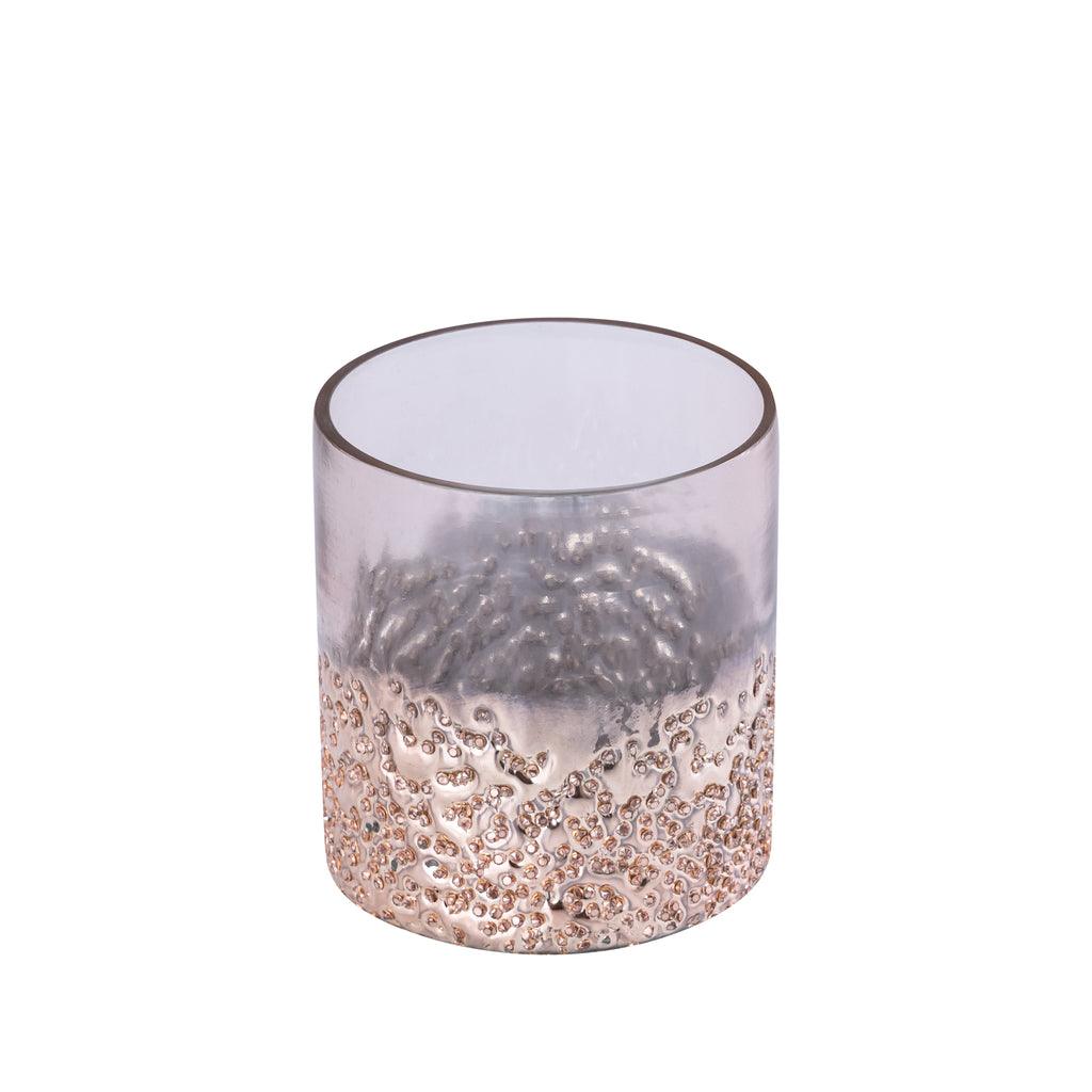 livinglovely.nl - Suzal Pink glass tealight half beads PTMD - Kaarshouder - PTMD - livinglovely.nl