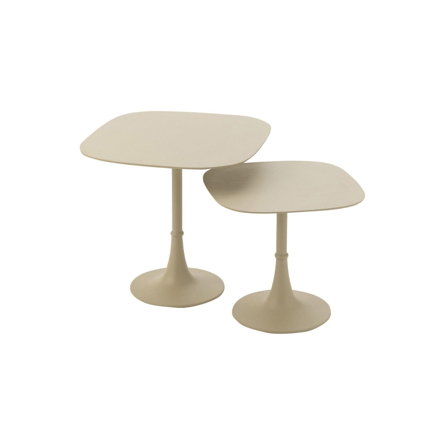 livinglovely.nl - Tafels Vierkant Aluminium Ivoor Set van 2 - Outdoor tafel - J-Line - livinglovely.nl