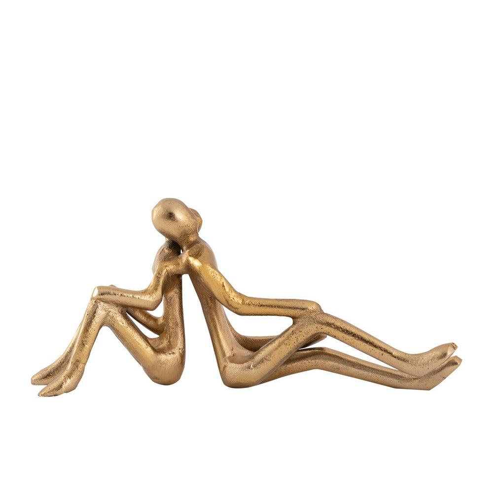 livinglovely.nl - Taylan Gold casted alu statue sitting couple PTMD - Beeld - PTMD - livinglovely.nl