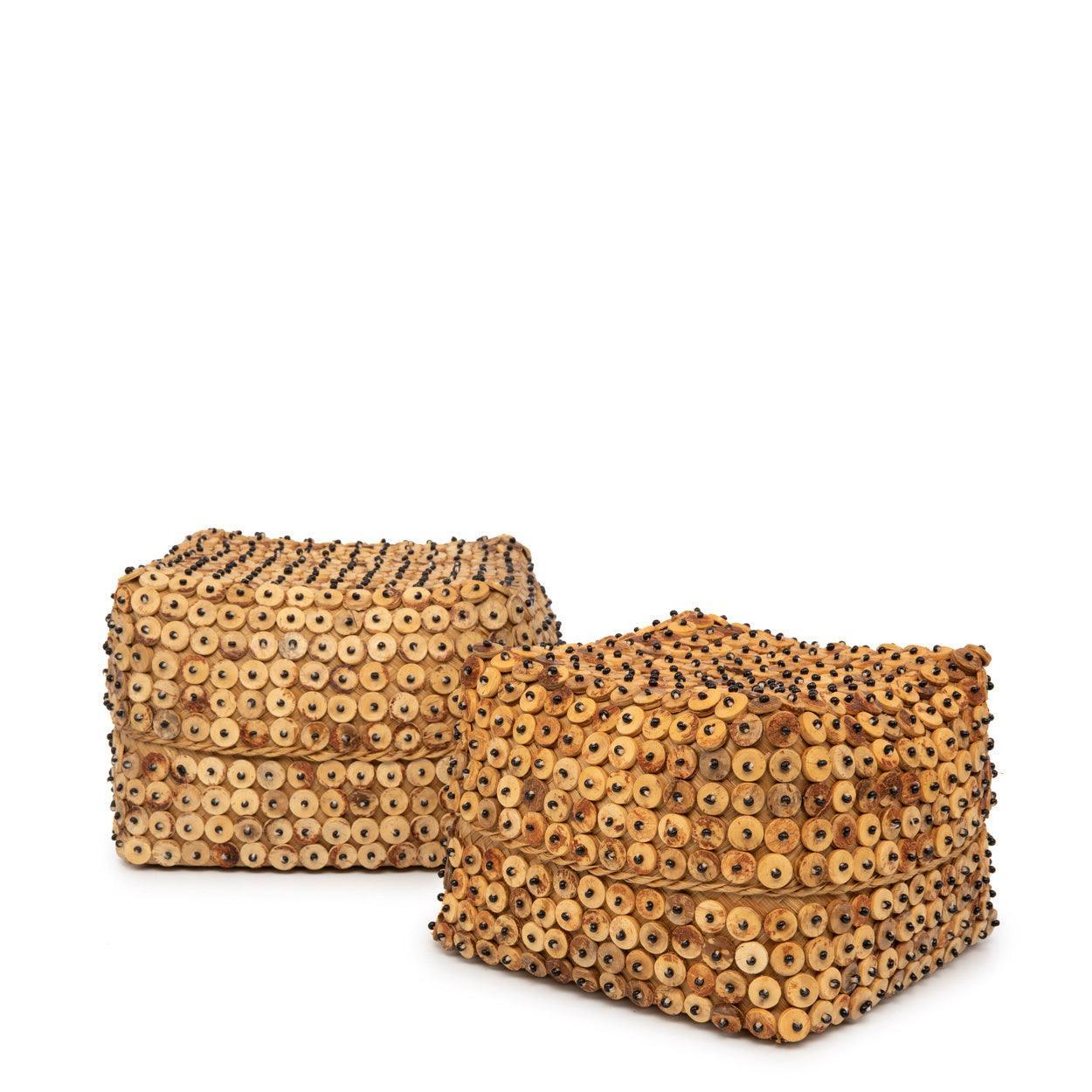 livinglovely.nl - The Coconut Shell Basket - Natural - Set of 2 - Mand - Bazar Bizar - livinglovely.nl