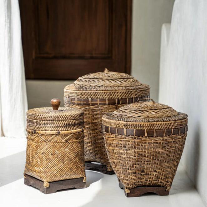 livinglovely.nl - The Colonial Storage Basket - Natural Brown - M - Mand - Bazar Bizar - livinglovely.nl